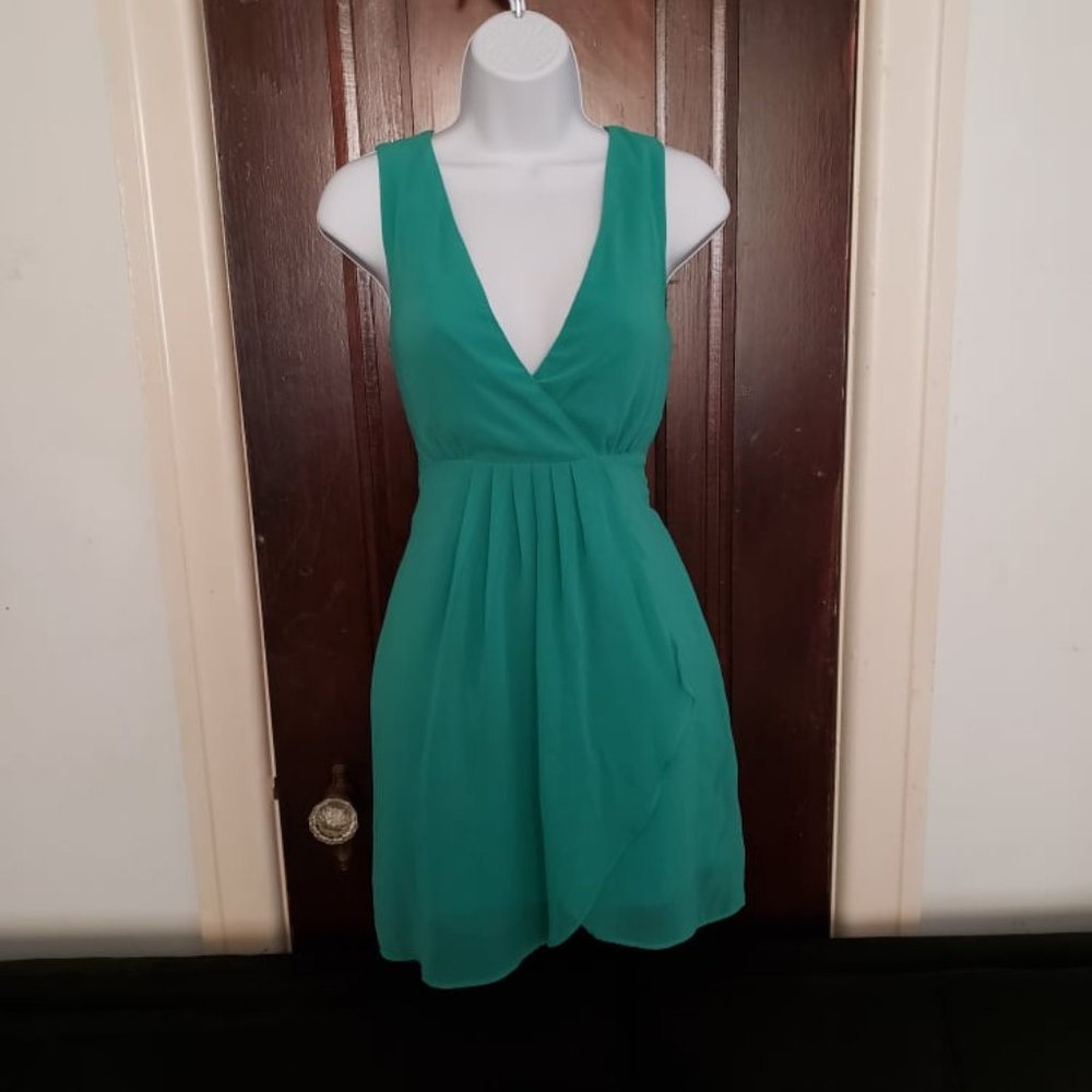 🥰 B2G1F Forever 21 Sleeveless Chiffon Dress in Teal Green Size S